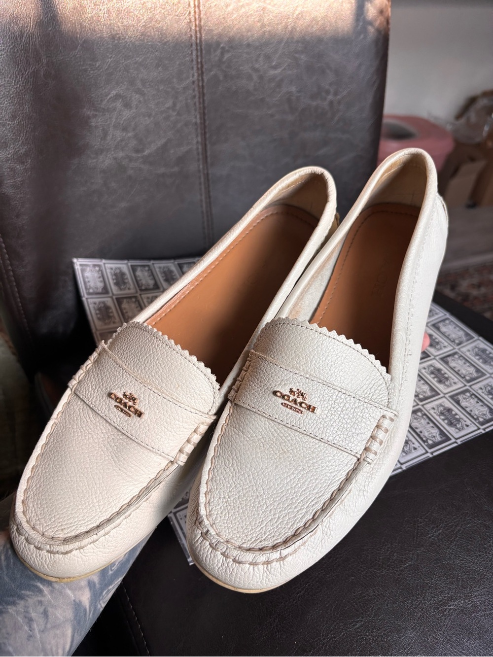 Coach Women's 9.5 Odette Pebble Leather Driver Loafer